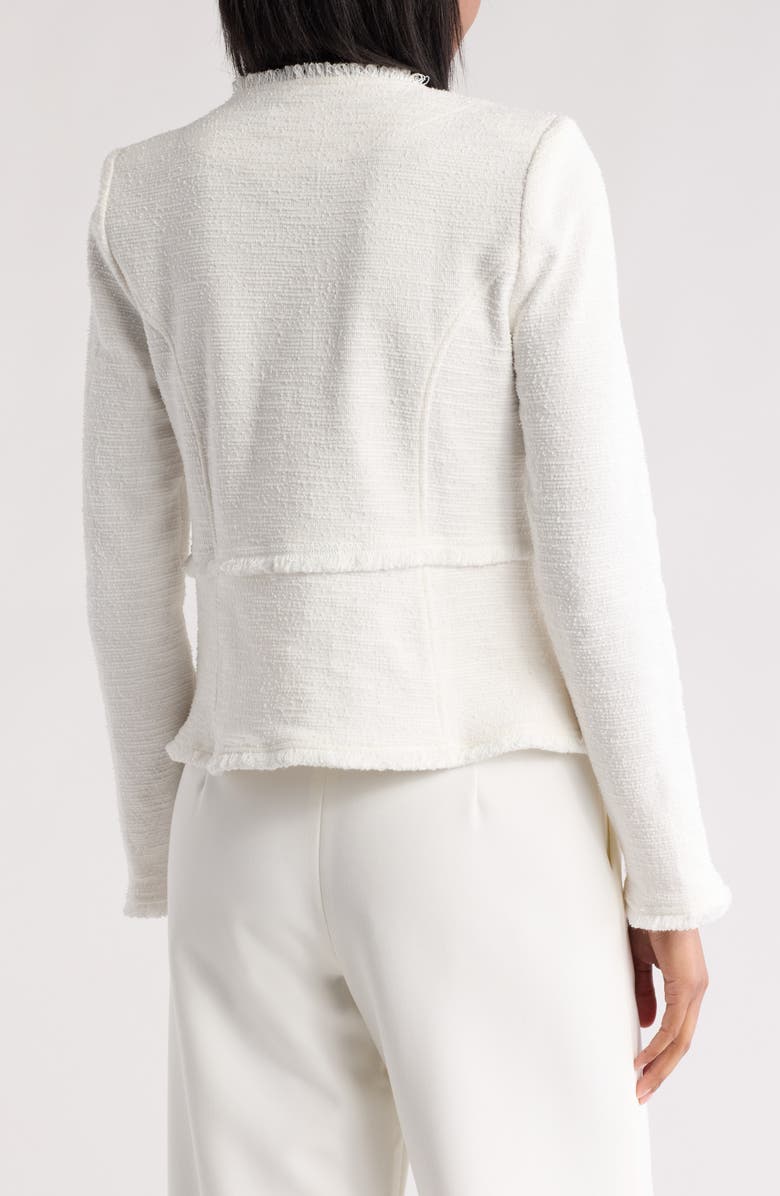 Amanda & Chelsea Fringe Tweed Moto Jacket, Alternate, color, Ivory