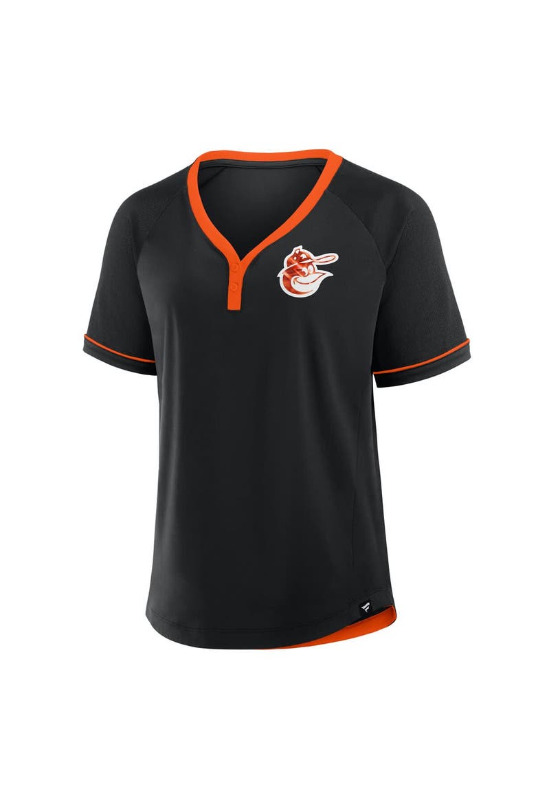 Women's Fanatics Black Baltimore Orioles Cooperstown Collection League Diva Raglan V-Neck T-Shirt, Alternate, color, Black
