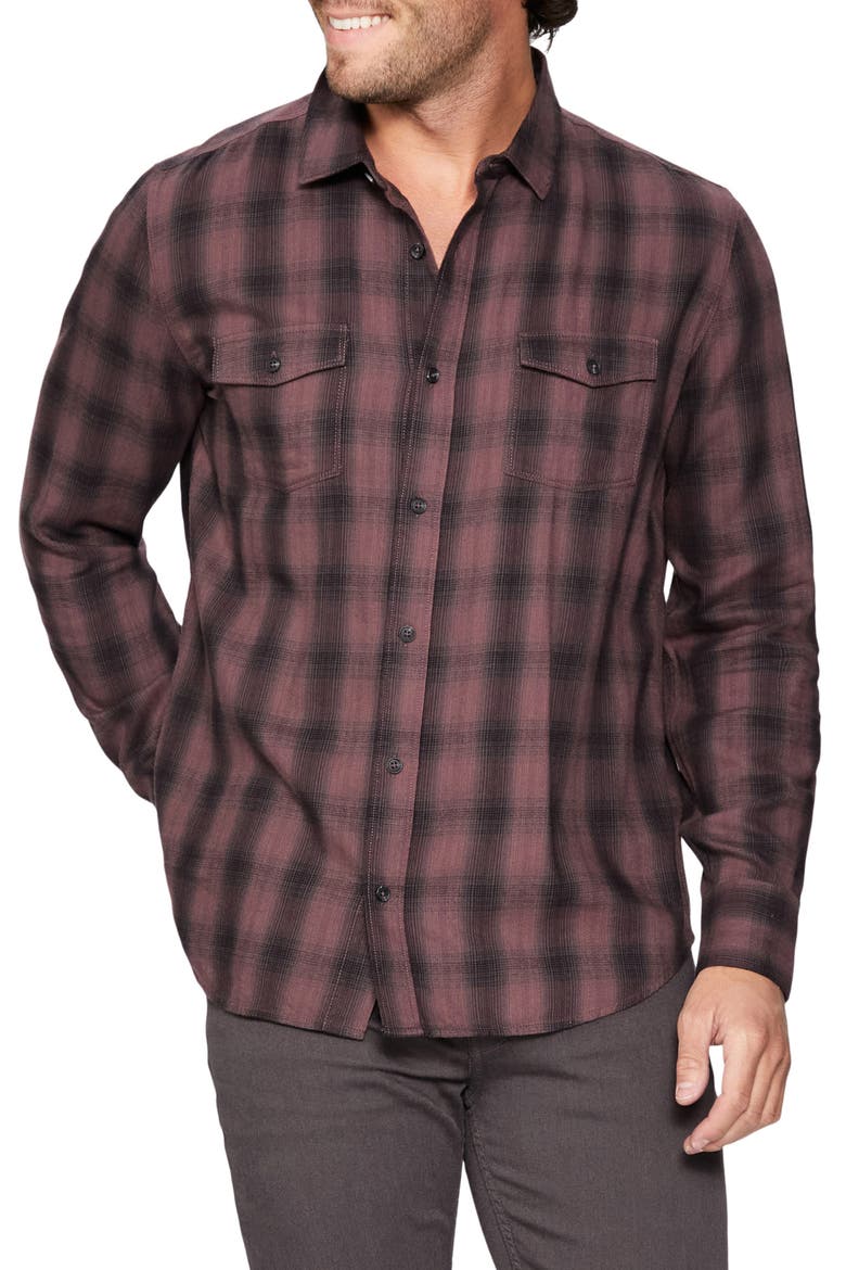 Everett Plaid Flannel Button-Up Shirt, Main, color, NGHTMAUVE