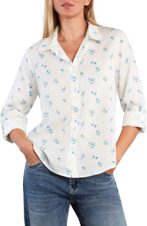 Cotton Blend Button-Up Shirt