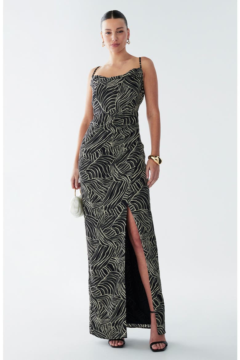 Reenie Dress, Main, color, Black Abstract