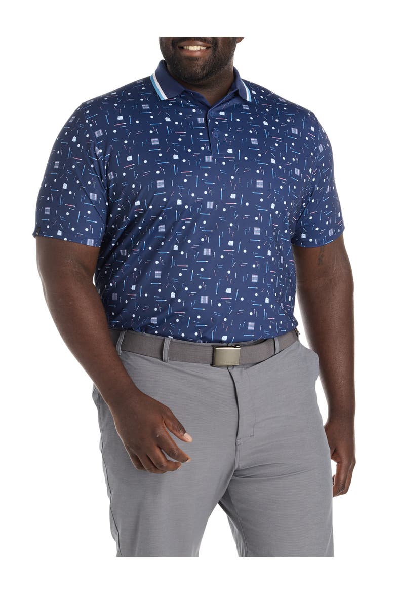 Big & Tall Printed Performance Polo Shirt, Main, color, PEACOAT