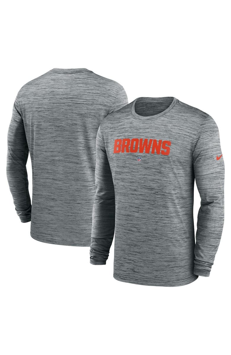Nike Men's Nike  Heather Gray Cleveland Browns Sideline Team Velocity Performance Long Sleeve T-Shirt, Main, color, Heather Gray