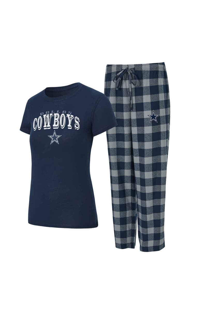 CONCEPTS SPORT Women's Concepts Sport Navy/Gray Dallas Cowboys Avondale T-Shirt & Pants Flannel PJ Set, Main, color, Navy