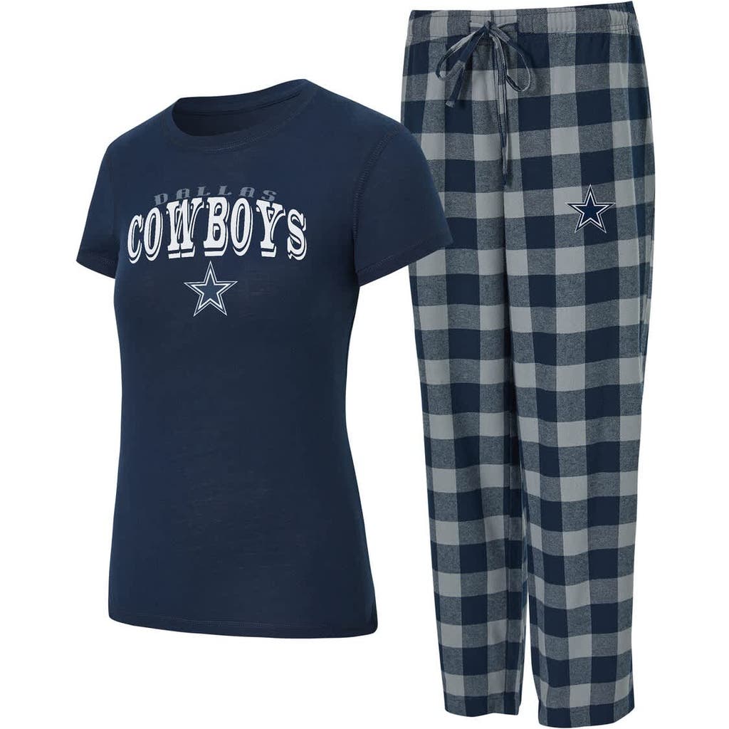 Concepts Sport Women's 2-piece Navy/gray Dallas Cowboys Avondale T-shirt And Pants Flannel Pj Set In Blue