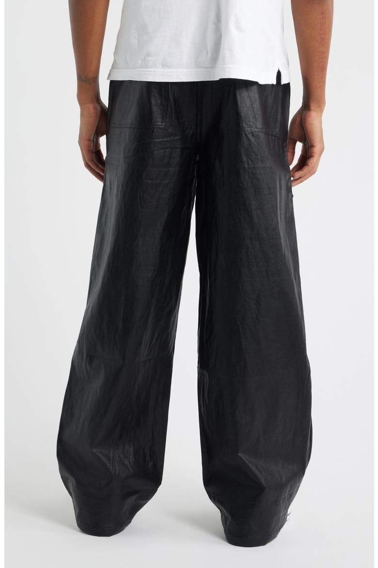 Wylie Baggy Faux Leather Cargo Pants, Alternate, color, SHINY BLACK