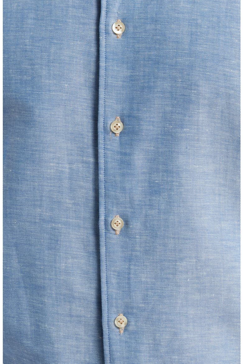 Koda Cotton & Linen Button-Up Shirt, Alternate, color, LAGUNA BLUE