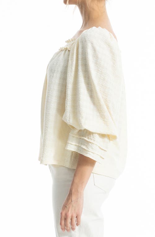 Max Studio Square Neck Three-quarter Sleeve Top In Eggshell