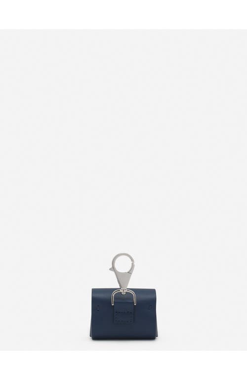Lanvin Signature Leather Case For Airpods Pro In Petrol Blue