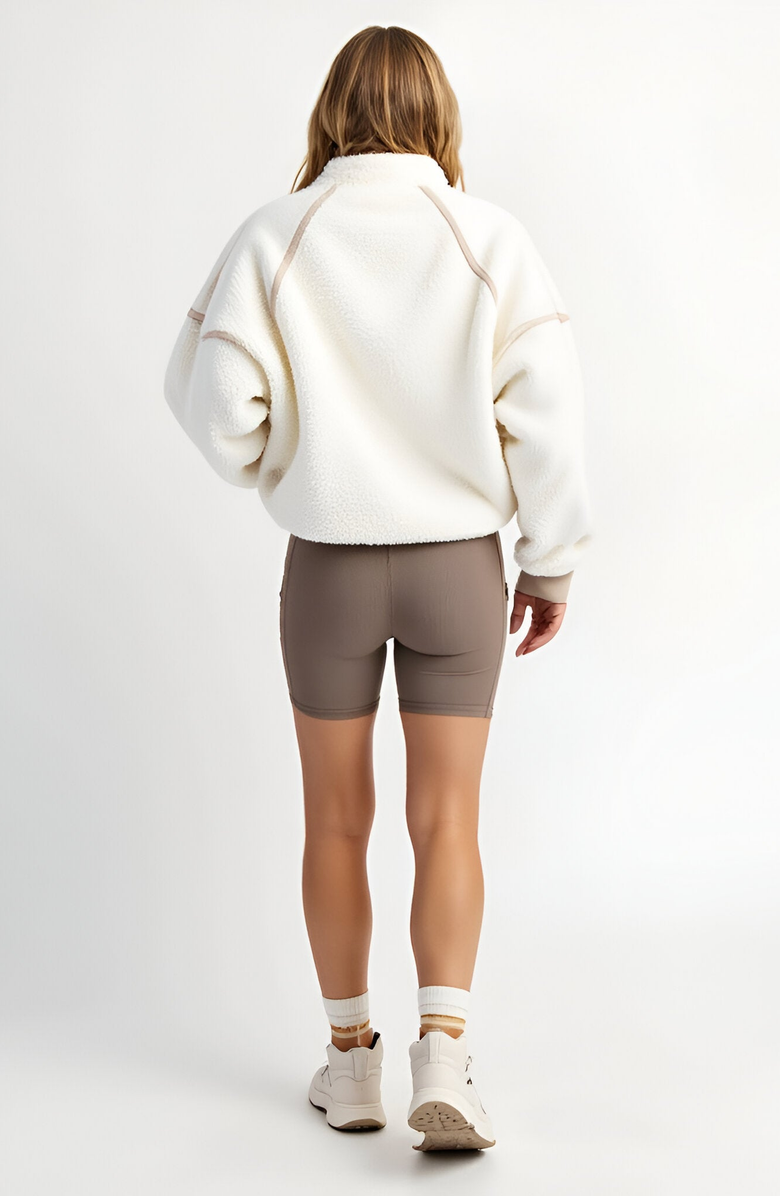 Modenaire Plush Quarter-Zip Pullover with High Collar and Ribbed Hem, Alternate, color, 