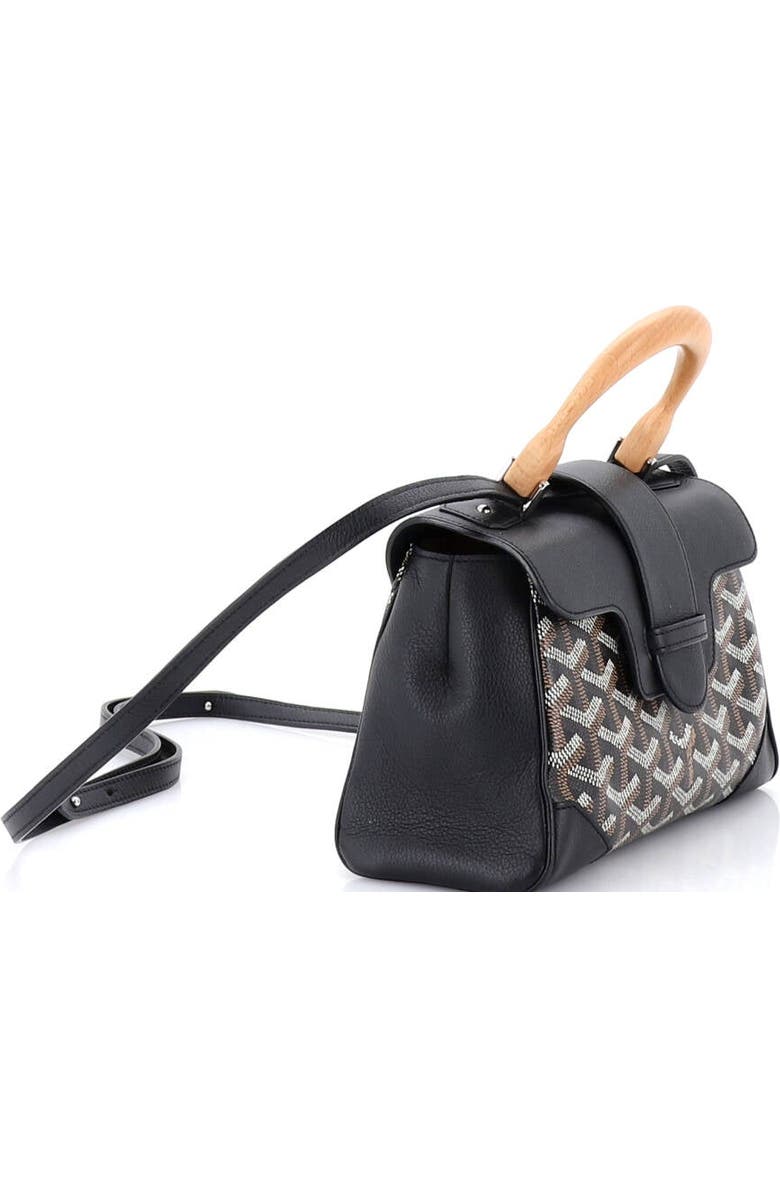 Pre-Owned Goyard Saigon Top Handle Bag Coated Canvas with Leather Mini, Alternate, color, Black