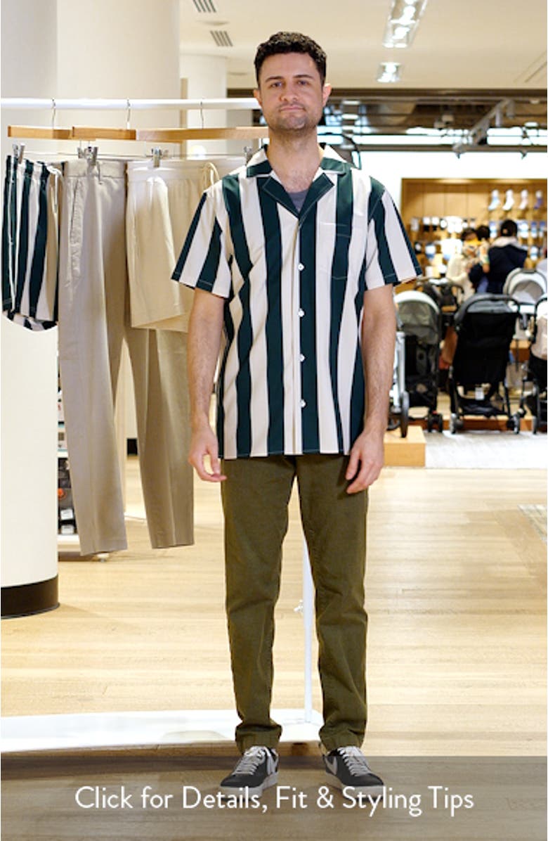 Emerald Heritage Week Stripe Short Sleeve Button-Up Shirt, sales video thumbnail