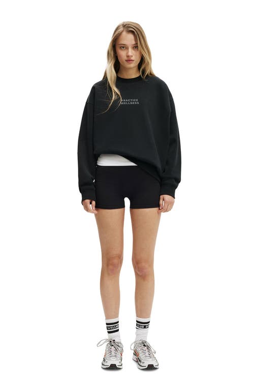 Cotton On Body Active Plush Graphic Crew Sweatshirt In Black