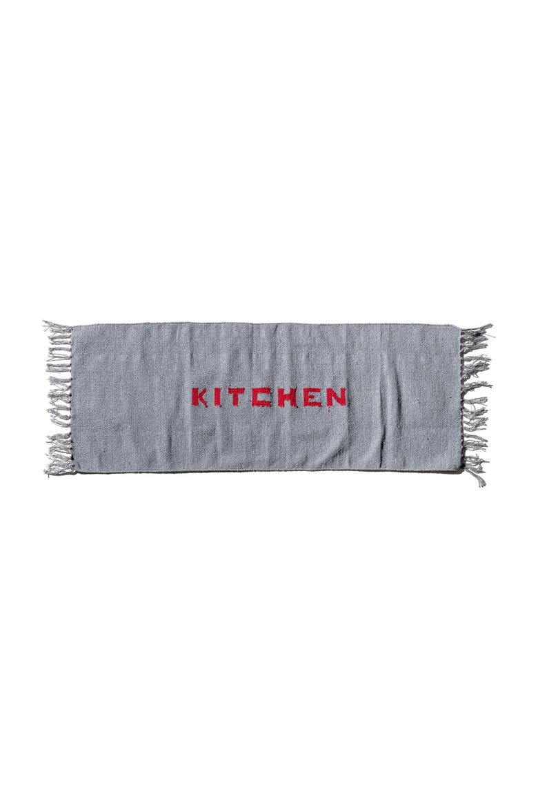Handloomed Recycle Yarn Kitchen Mat, Main, color, Light Grey