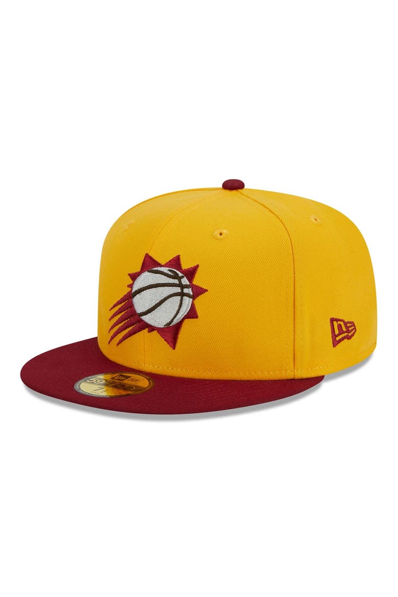 Men's New Era Yellow/Red Phoenix Suns Fall Leaves 2-Tone 59FIFTY Fitted Hat, Main, color, Yellow