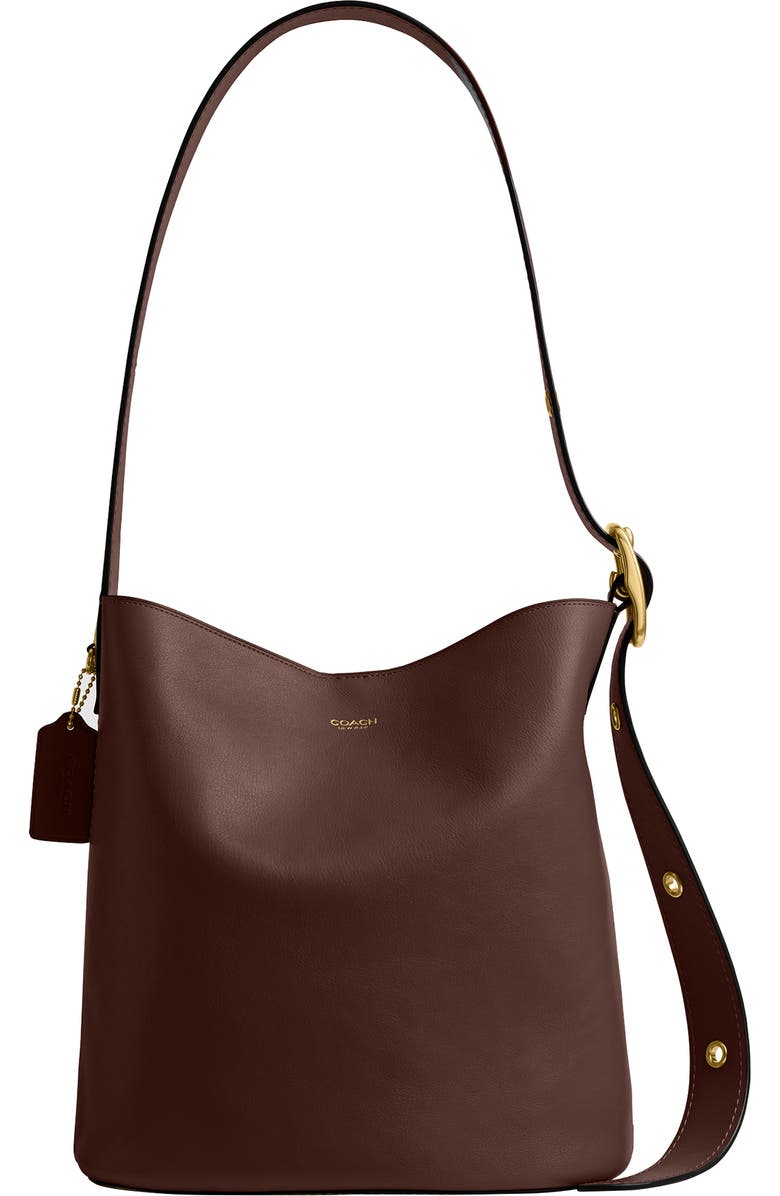 COACH Bleecker Natural Grain Leather Shoulder Bag, Main, color, Maple