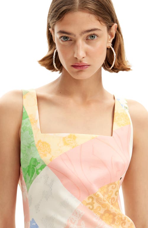 Desigual Peton Patchwork Print Minidress In Pink