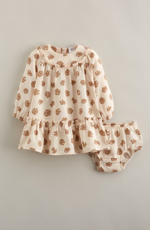 Long Sleeve Cotton Gauze Dress & Bloomers (Baby)