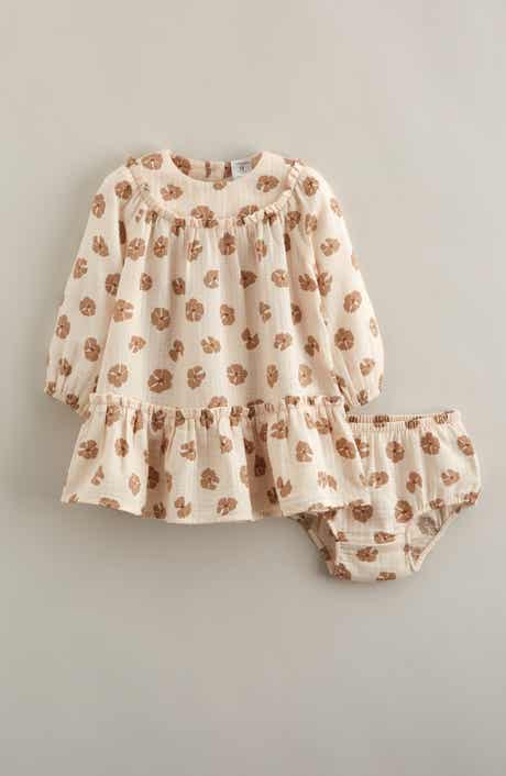 Long Sleeve Cotton Gauze Dress & Bloomers