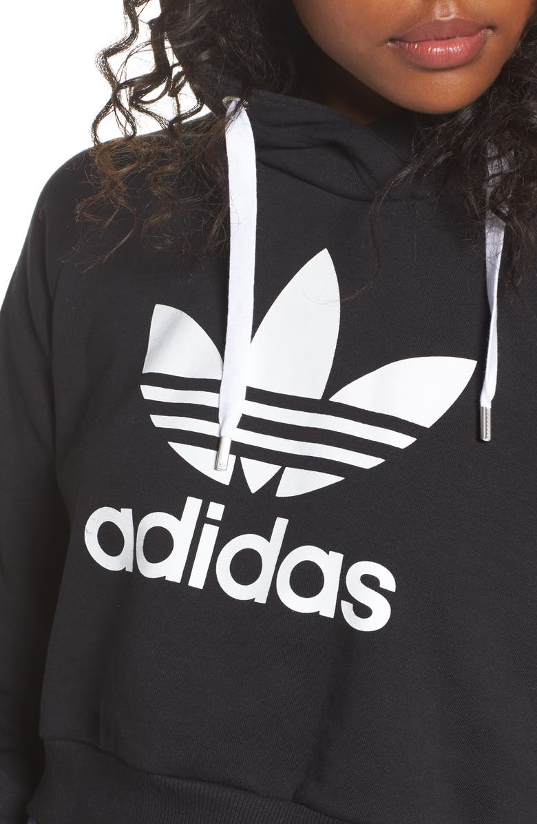 adidas Trefoil Logo Crop Hoodie, Alternate, color, 