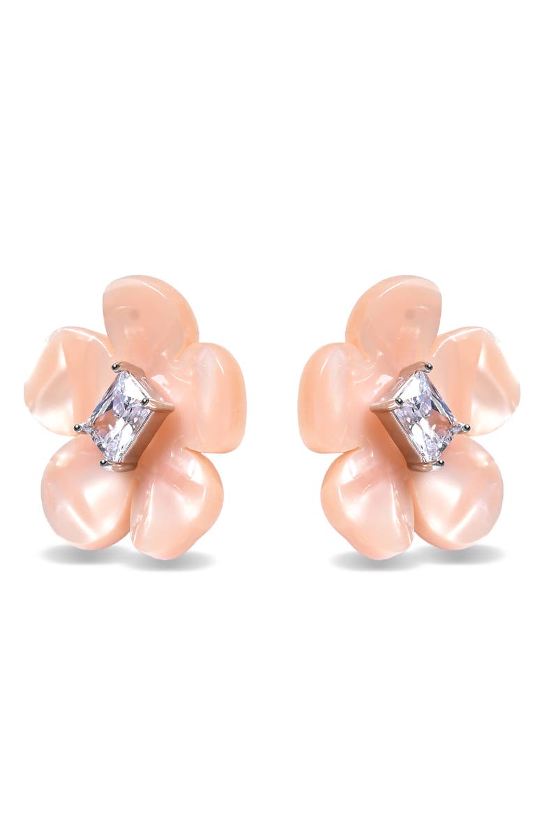 EYE CANDY LOS ANGELES Fiorella Stud Cubic Zirconia Stud Earrings, Alternate, color, Pink