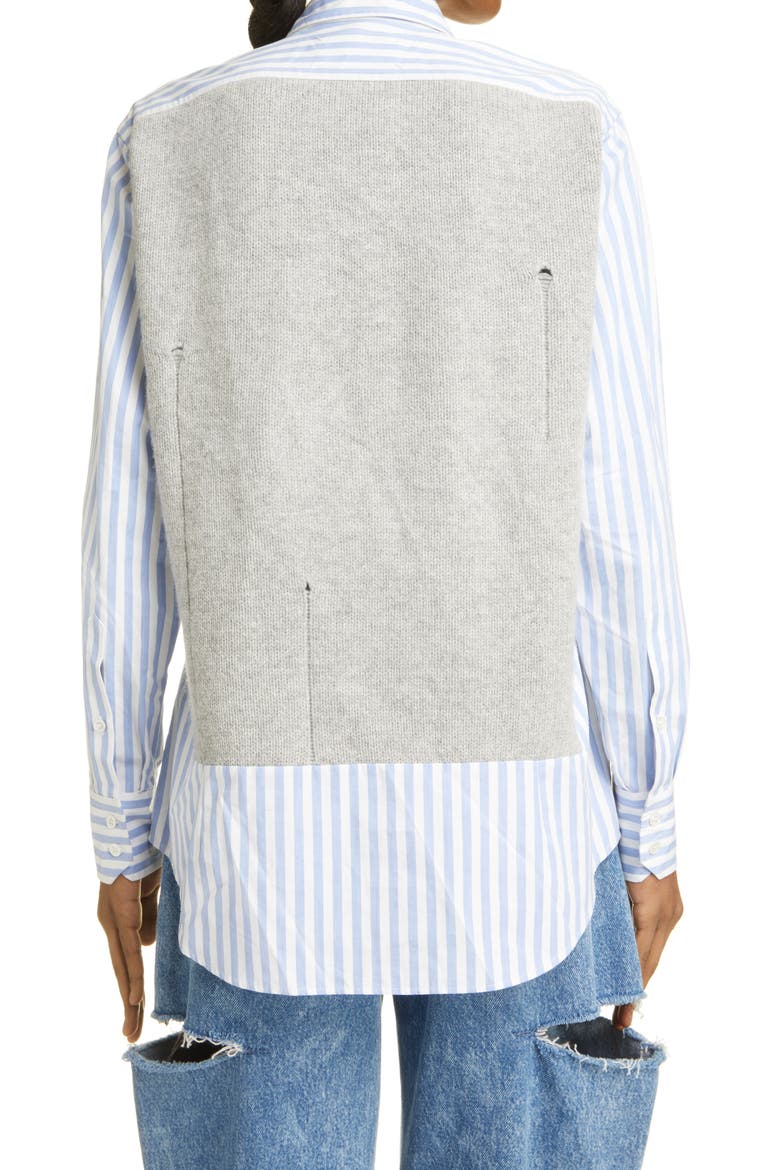 Hybrid Wool Sweater Vest & Cotton Poplin Button-Up Shirt, Alternate, color, STRIPE WHITE AND SKY
