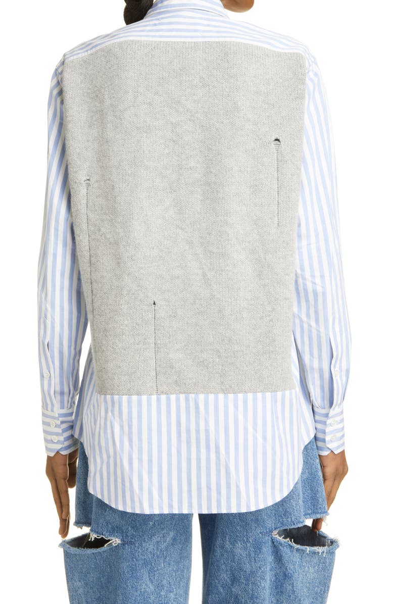 Maison Margiela Hybrid Wool Sweater Vest & Cotton Poplin Button-Up Shirt, Alternate, color, 