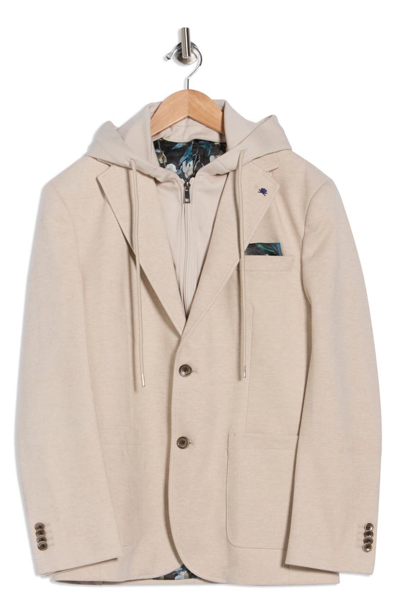 SOUL OF LONDON Sport Coat with Removable Hoodie Bib, Alternate, color, Beige/ Beige