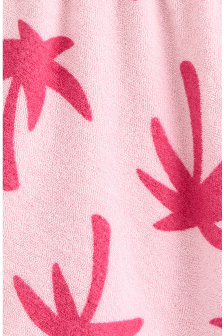 Bow Strap Cotton Terry Shorts ), Alternate, color, PINK OPAL PRINTED PALMS