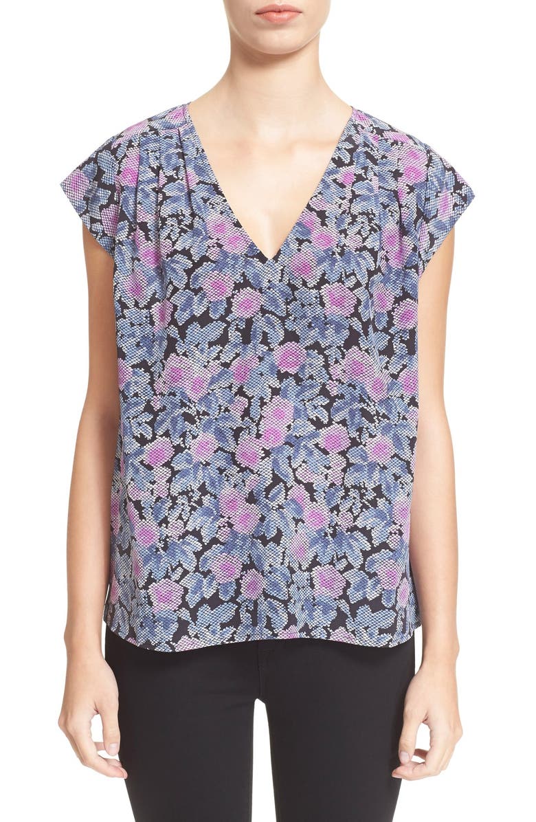 Joie 'Faela' Floral Print Silk Top, Main, color, 