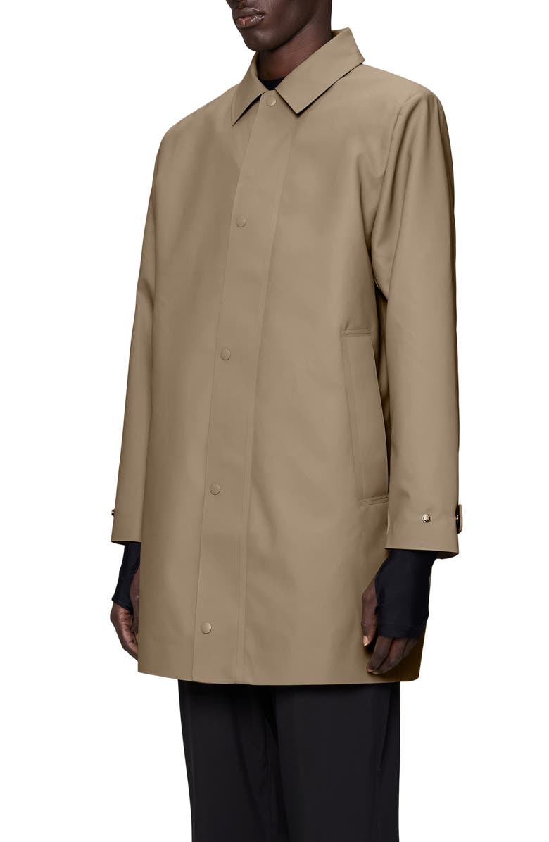 Rains Nara Waterproof Longline Rain Jacket with Removable Hood, Alternate, color, Beige