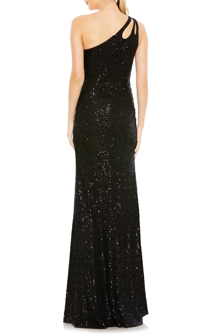 One-Shoulder Sequin Gown, Alternate, color, BLACK