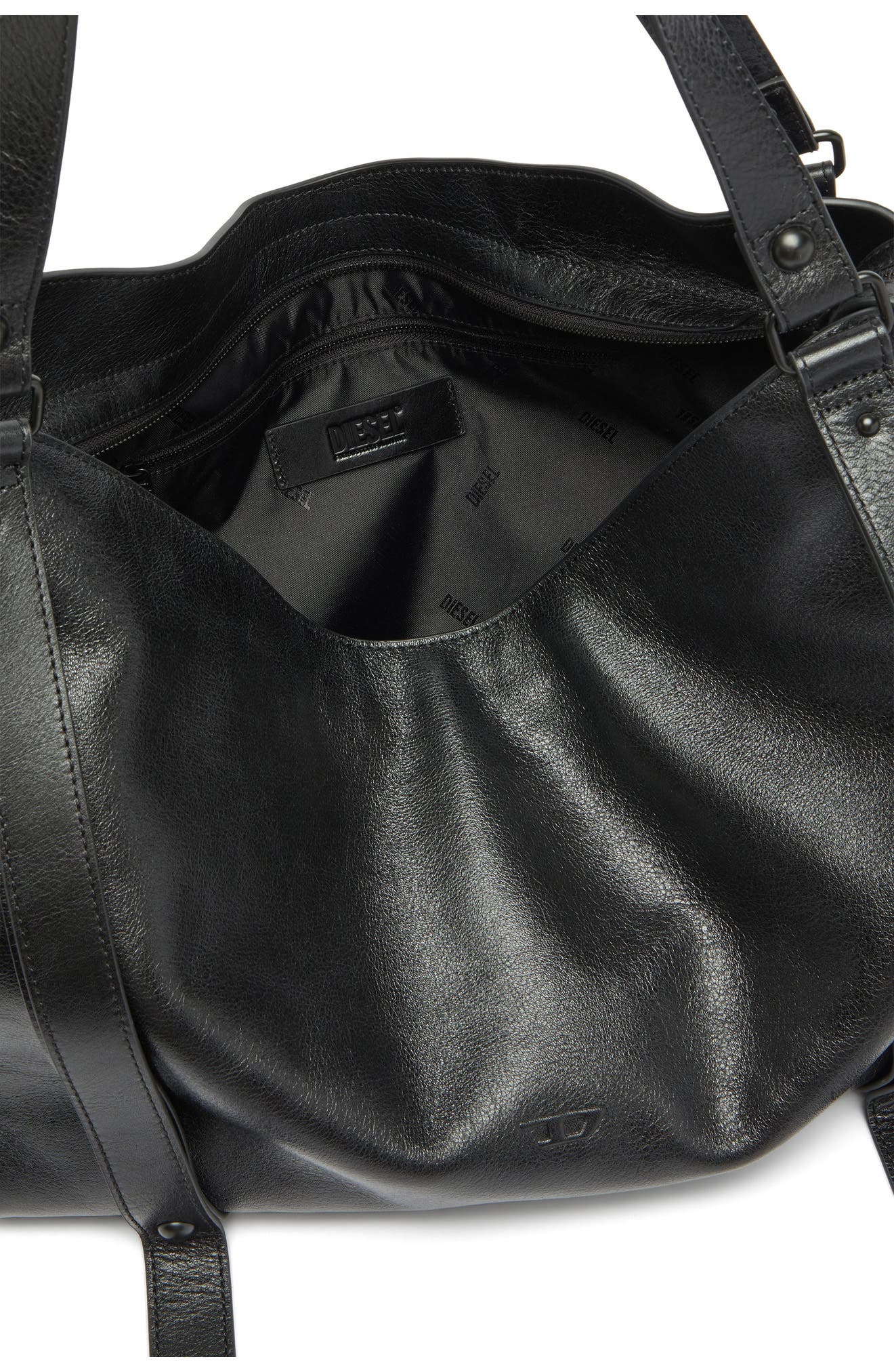 D-One Top Handle Leather Bag, Alternate, color, BLACK