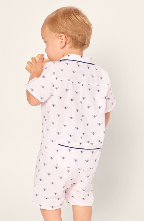 Petite Plume Summer Fitted Twill One-piece Pajamas In White