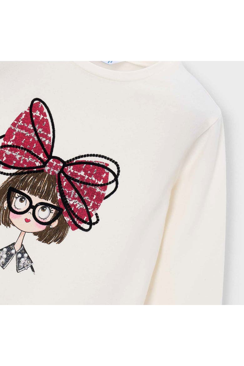 Cartoon Bow Tee, Alternate, color, White