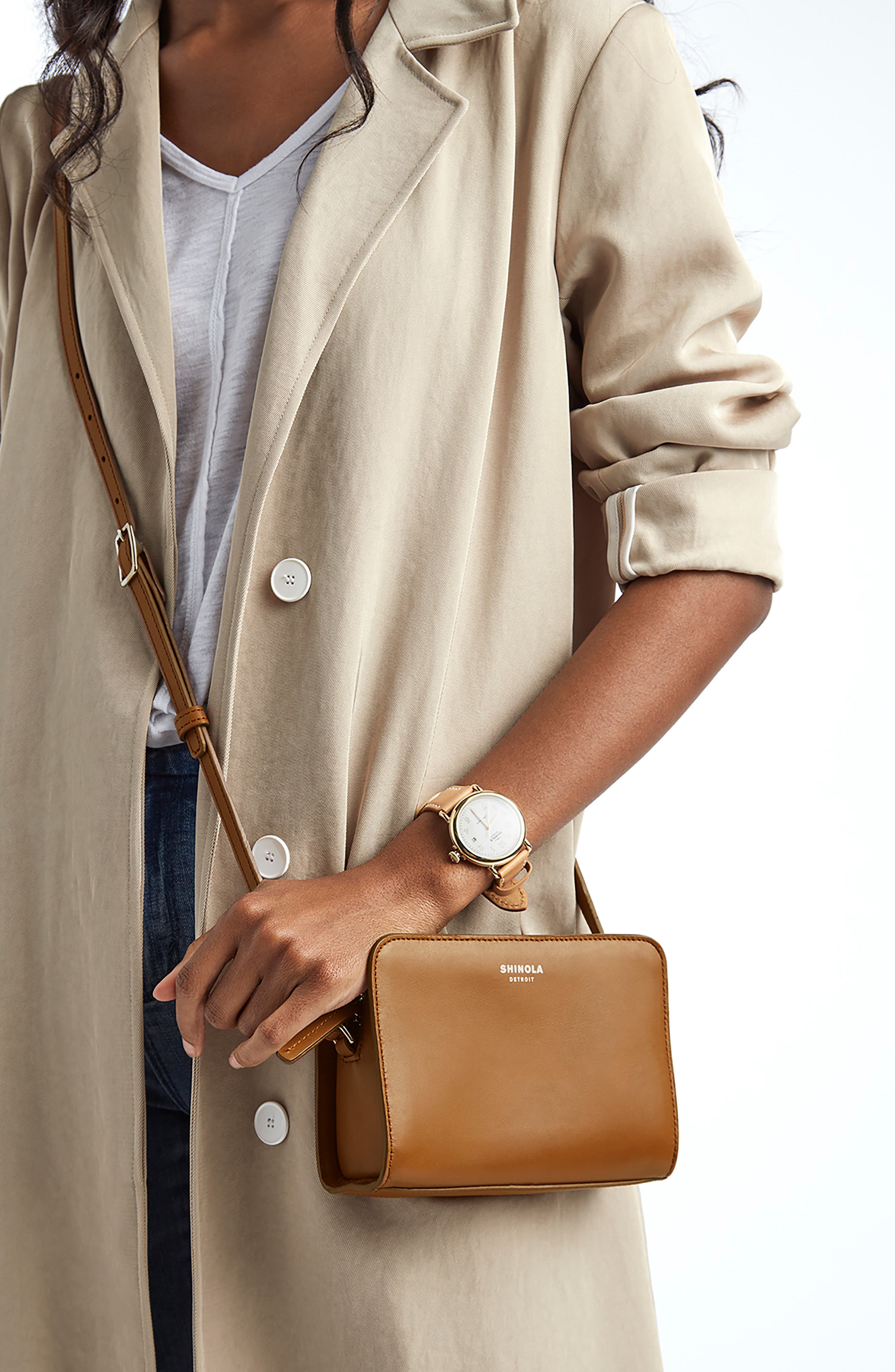 Mini Leather Crossbody Bag, Alternate, color, COGNAC
