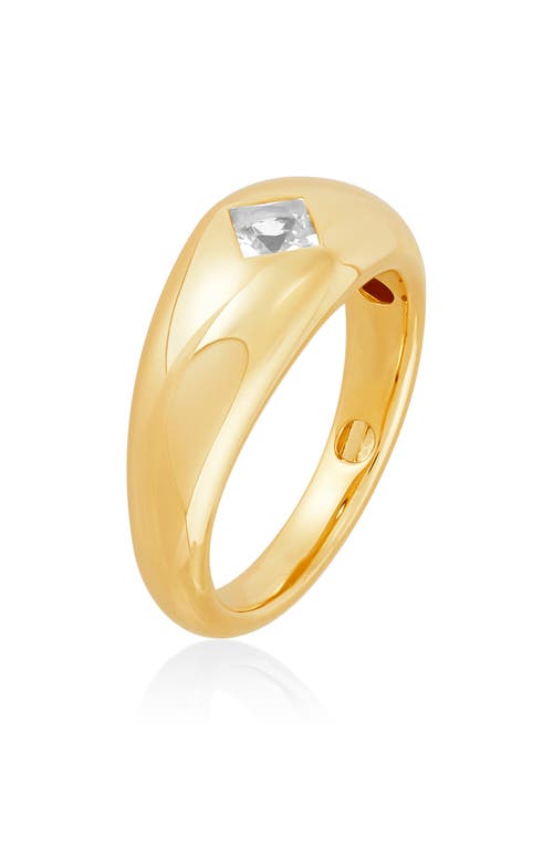 Frankie & Zoe 14k Yellow Gold White Topaz Dome Ring In Yellow Gold