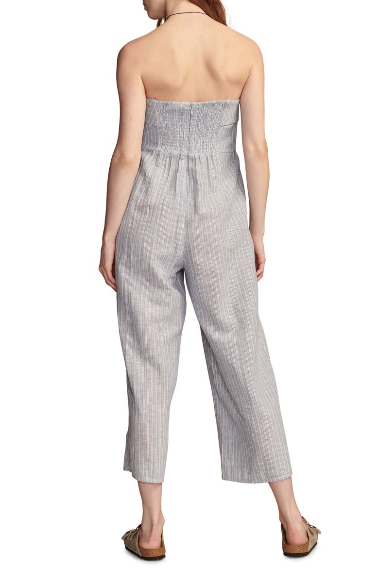 Stripe Cotton & Linen Jumpsuit, Alternate, color, BLUE JEWEL STRIPE