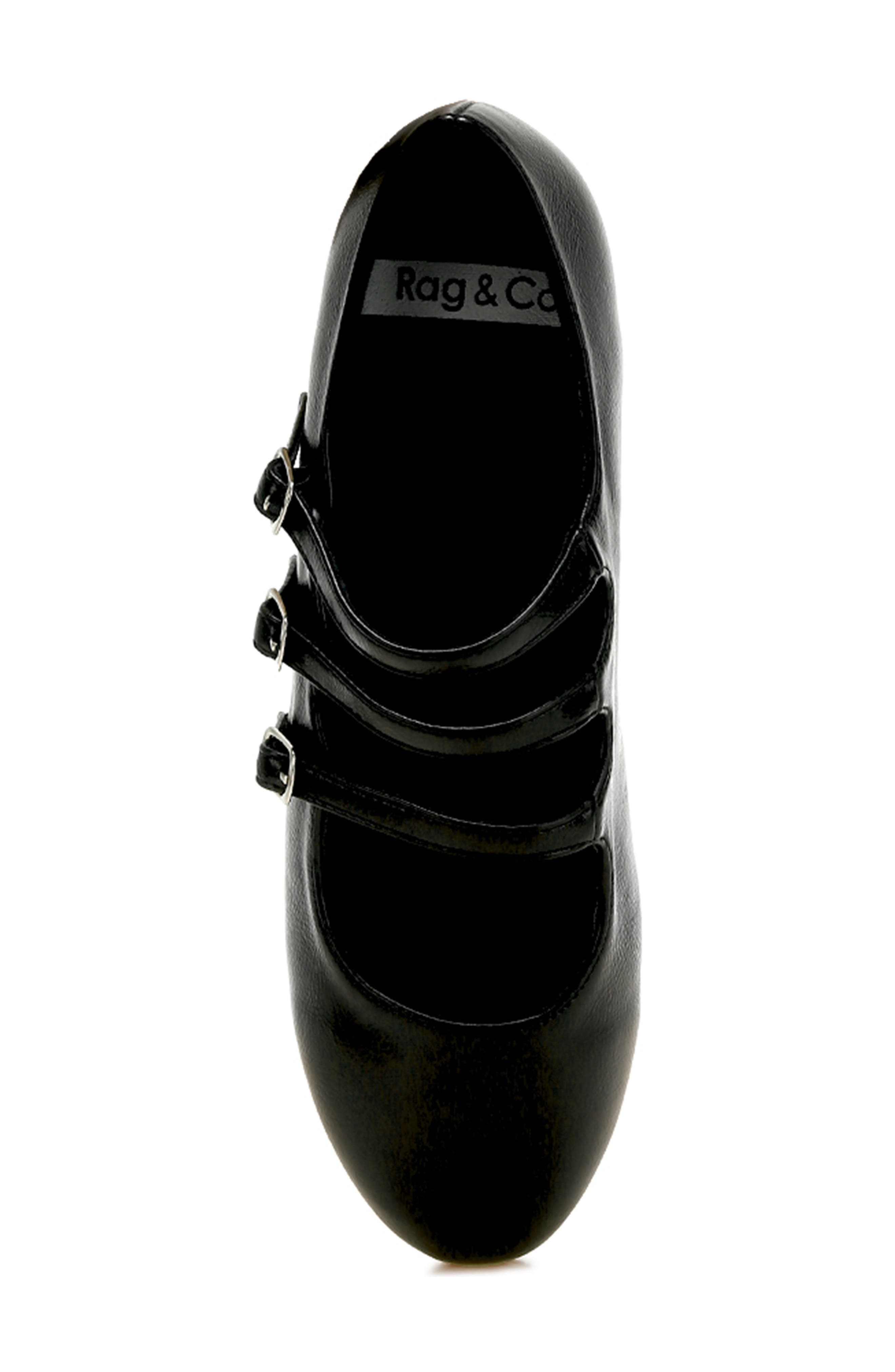 Rag & Co Macarina Triple Strap Mary Jane Flat, Alternate, color, Black