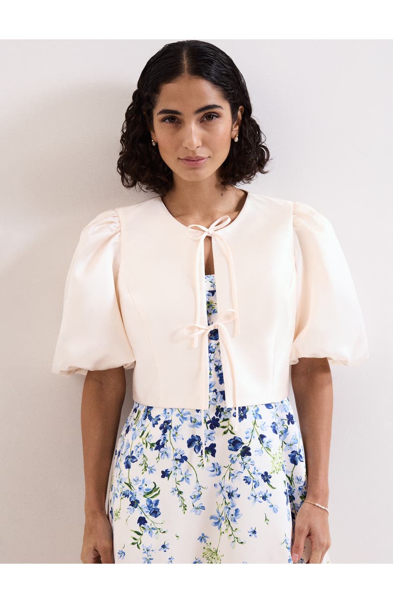 Phase Eight Paulina Cropped Puff-Sleeve Jacket, Main, color, Cream