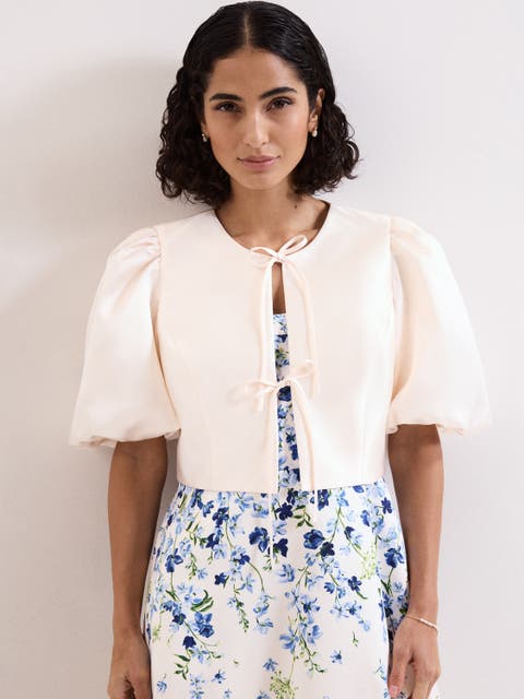 Paulina Cropped Puff-Sleeve Jacket