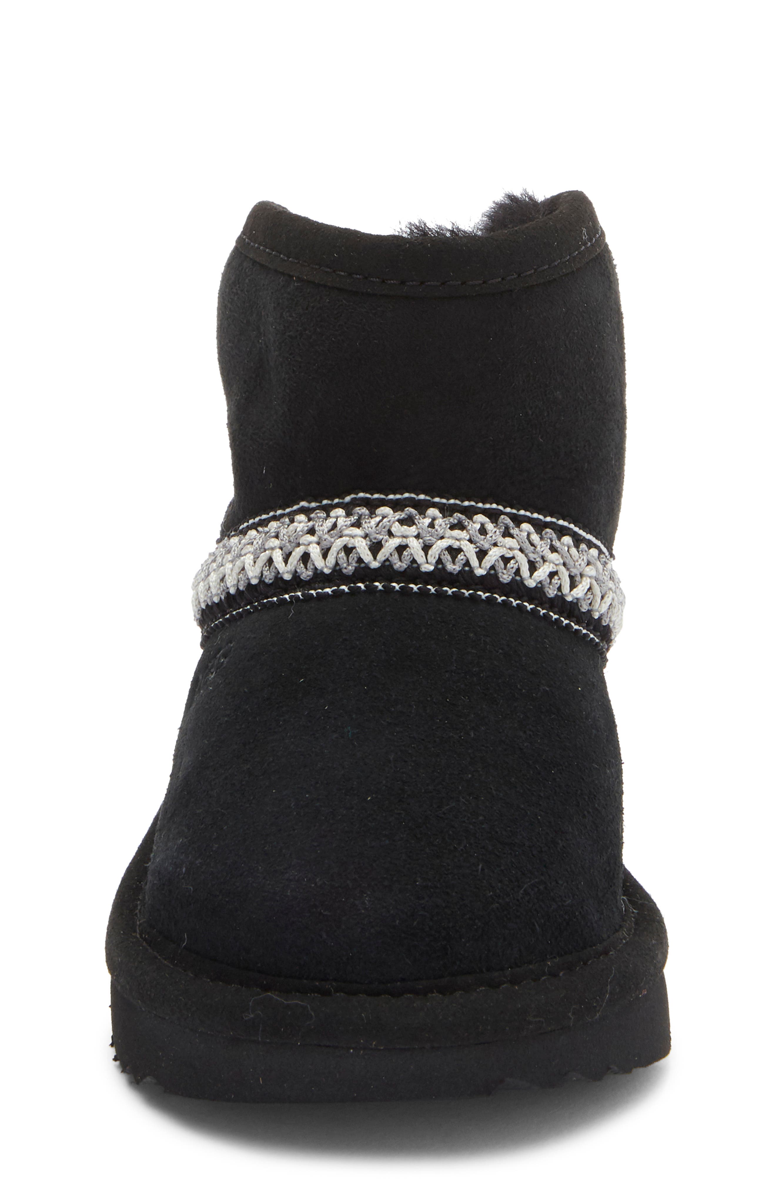 UGG<sup>®</sup> Kids' Classic Faux Fur Mini Crescent Boot, Alternate, color, Black