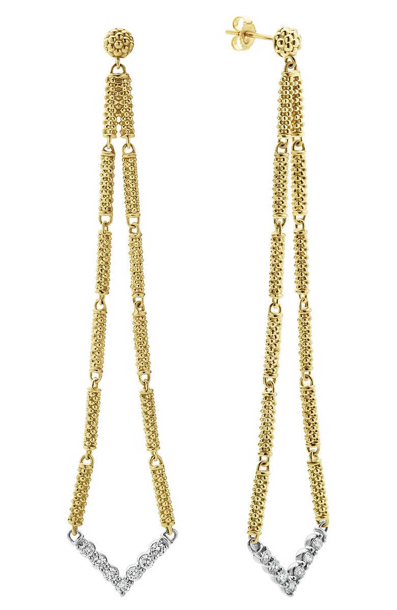 LAGOS Signature Caviar Diamond V Drop Earrings, Alternate, color, 