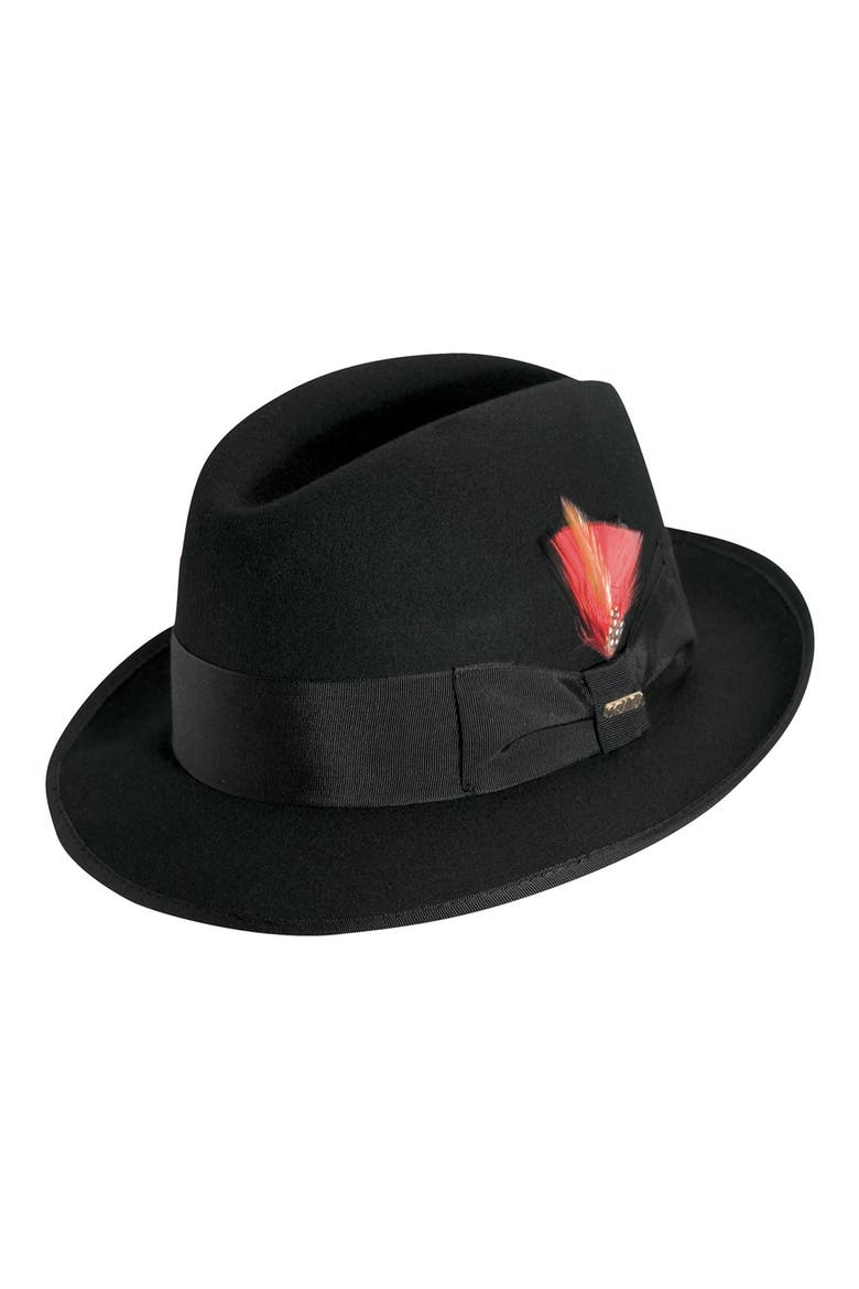 'Classico' Wool Felt Fedora, Main, color, BLACK