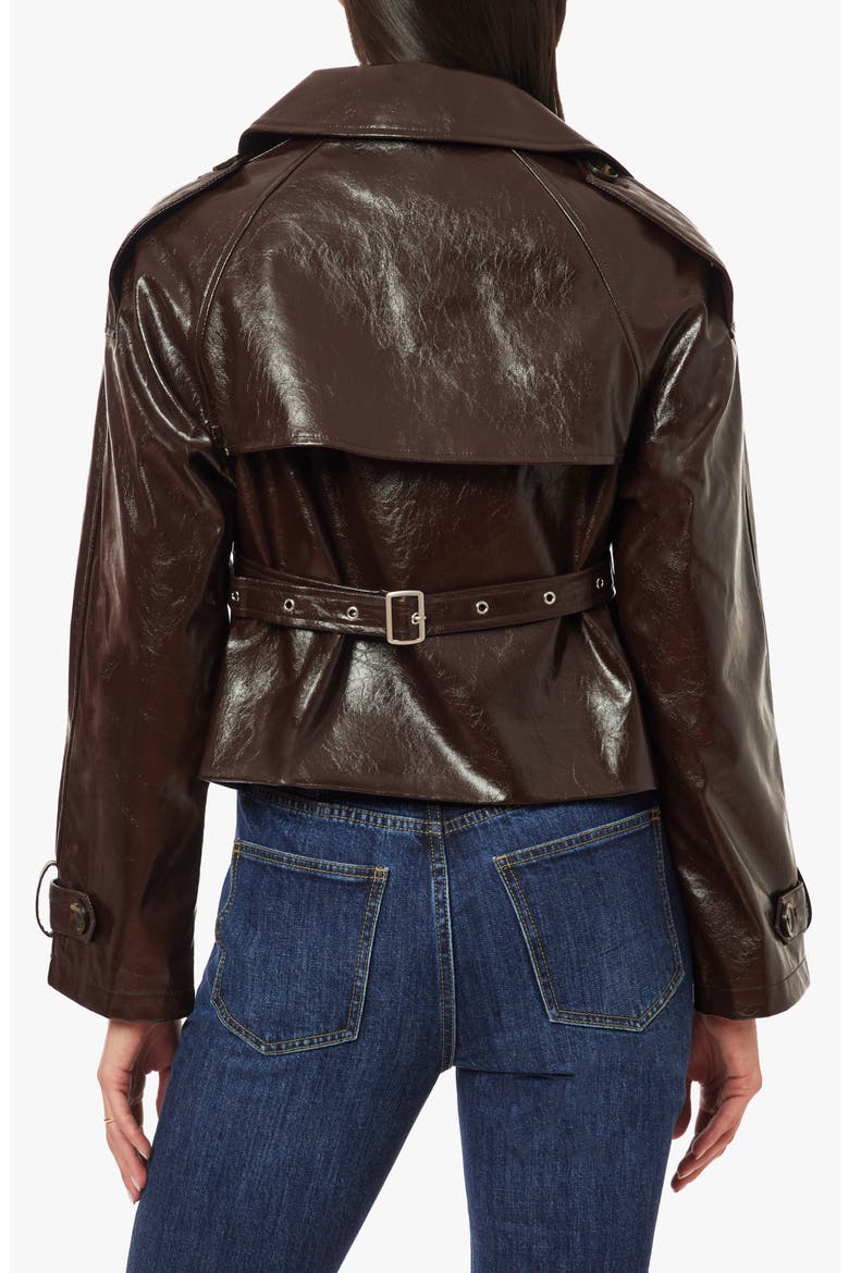 Textured Faux Leather Cropped Jacket, Alternate, color, CHOCOLATE