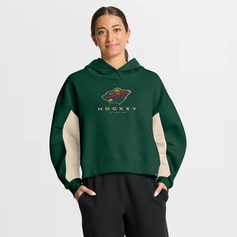 Women's Fanatics Green Minnesota Wild Back Check Boxy Hoodie