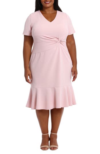 London Times Petite Twisted Sheath Dress In Rose Mist
