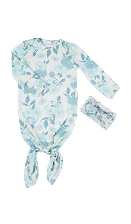 Long Sleeve Knotted Gown & Headwrap Set