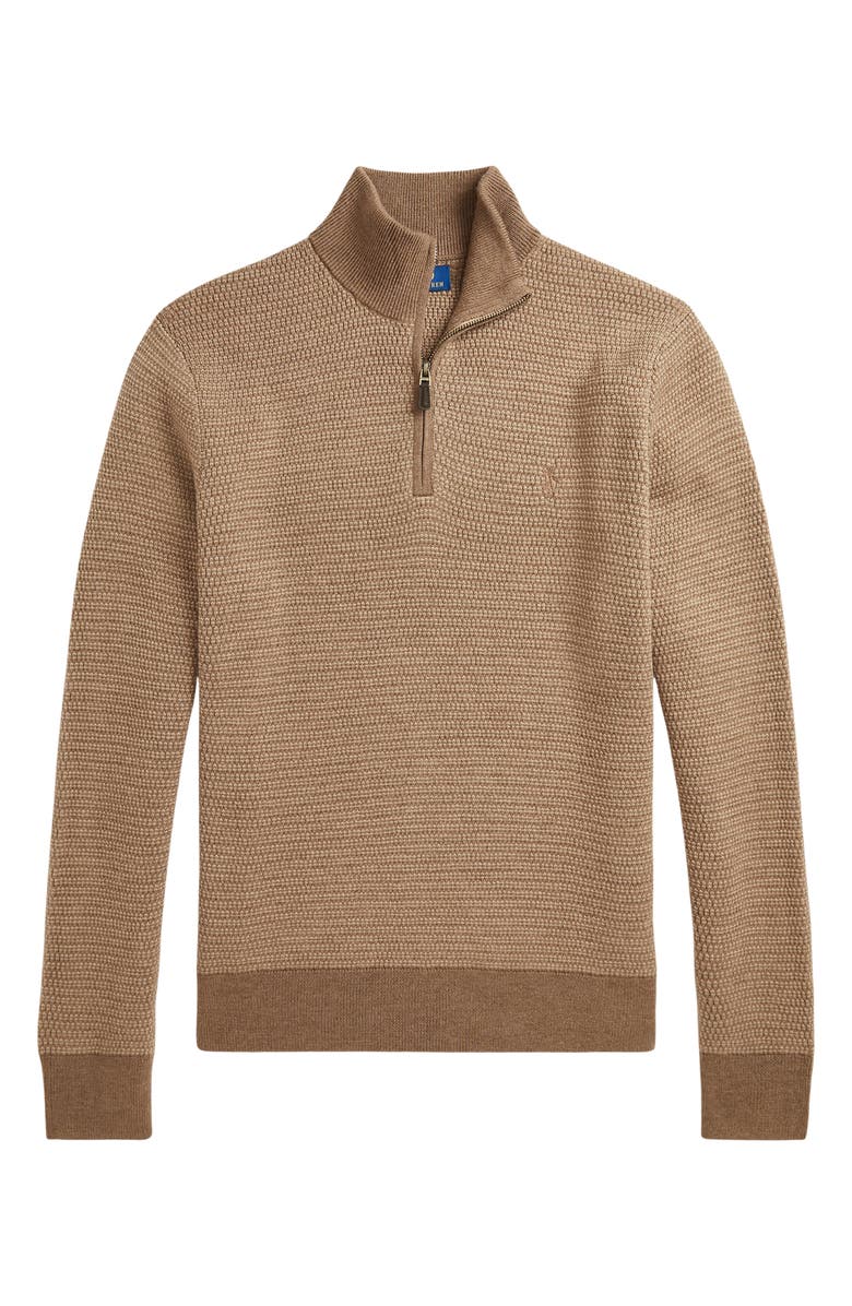 Polo Ralph Lauren Textured Wool Quarter Zip Sweater, Alternate, color, Camel Combo