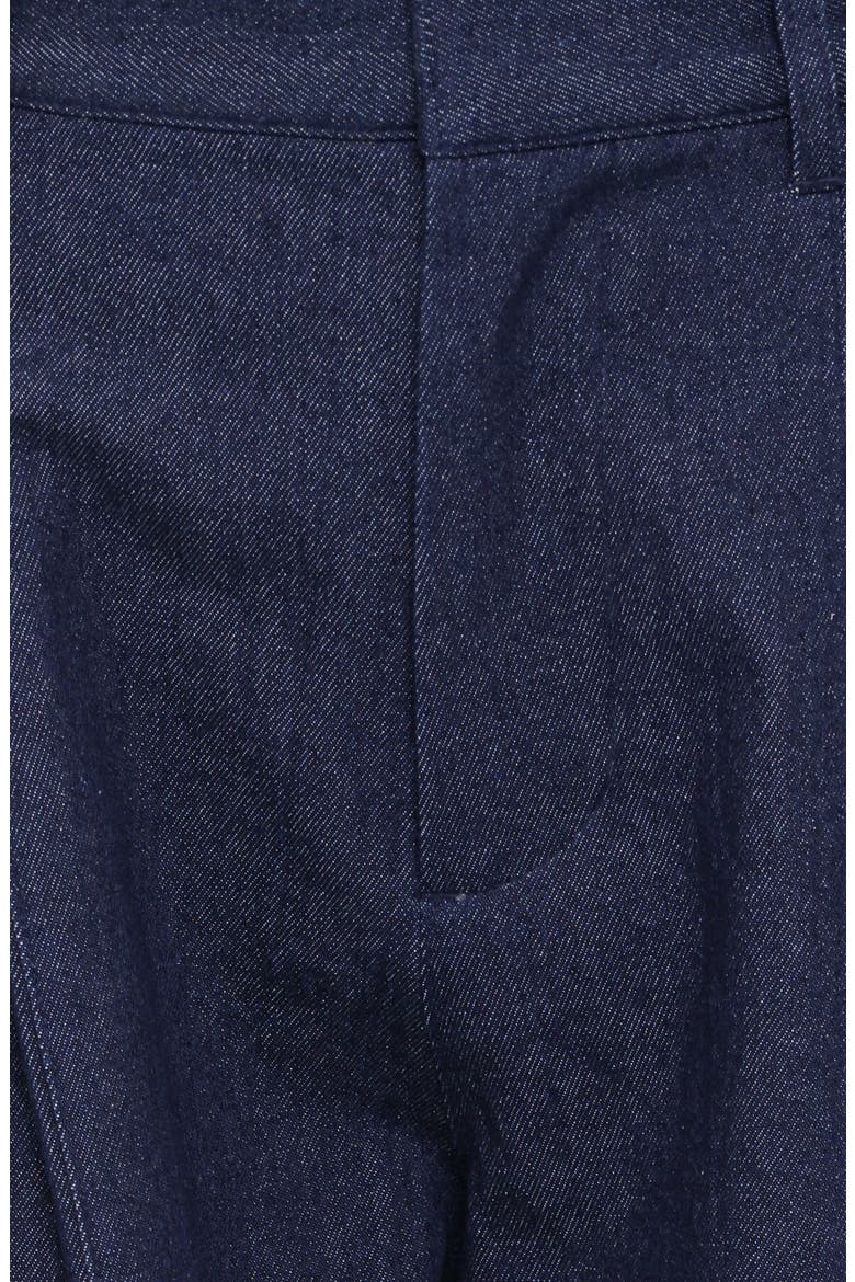 Elinor Cuffed Pleated Wide Leg Denim Pants, Alternate, color, DARK WASH